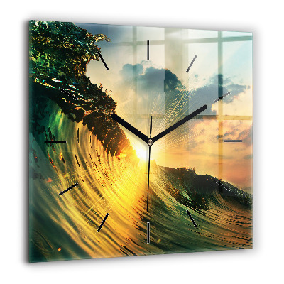 Szögletes üvegóra 60x60 Hullám perspektíva naplemente