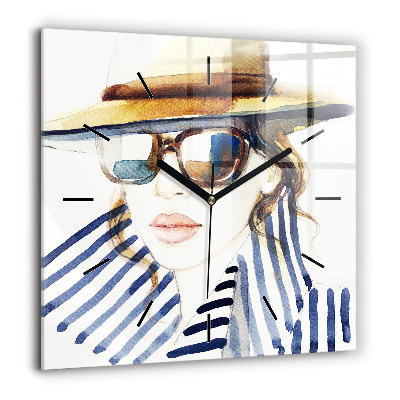 Négyzetes üvegóra 60x60 Arc szemüveggel és kalappal