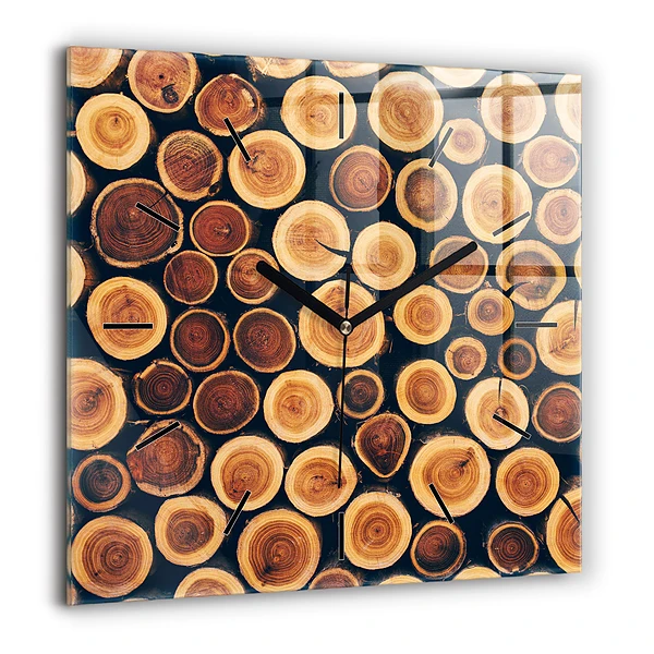 Négyzetes üvegóra 60x60 Fa