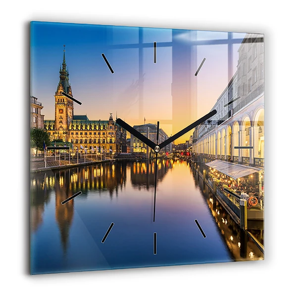 Szögletes üvegóra 60x60 Hamburg Városháza