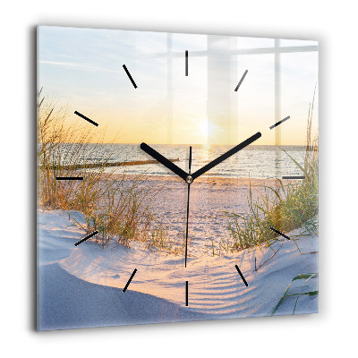 Négyzet alakú üvegóra 60x60 Naplemente a tengerparton