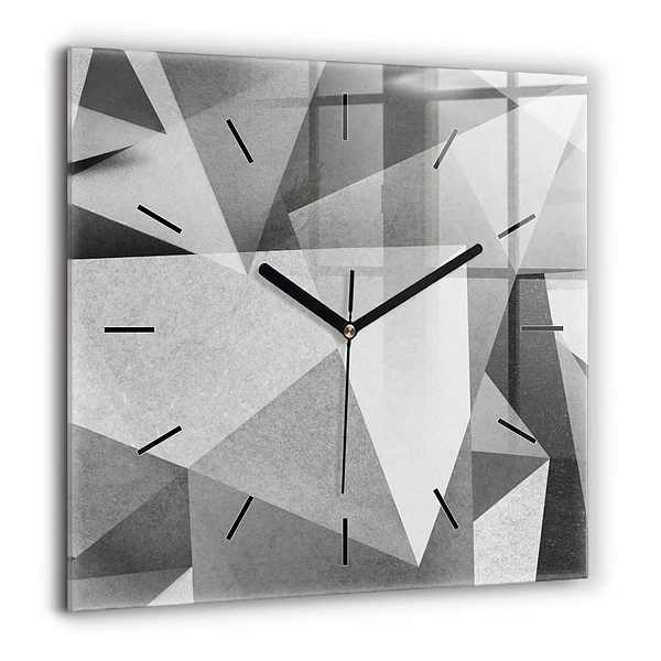Négyzet alakú üvegóra 60x60 Szürke geometriai absztrakció