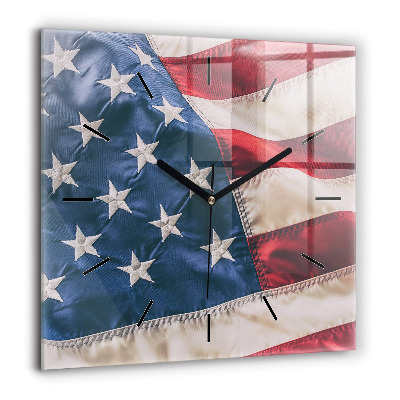 Négyzetes üvegóra 60x60 Amerikai zászló