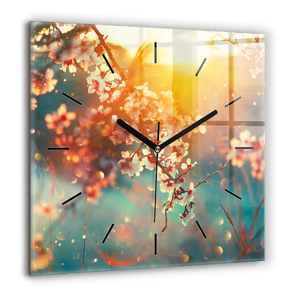 Szögletes fali üvegóra 60x60 Tavaszi virágok