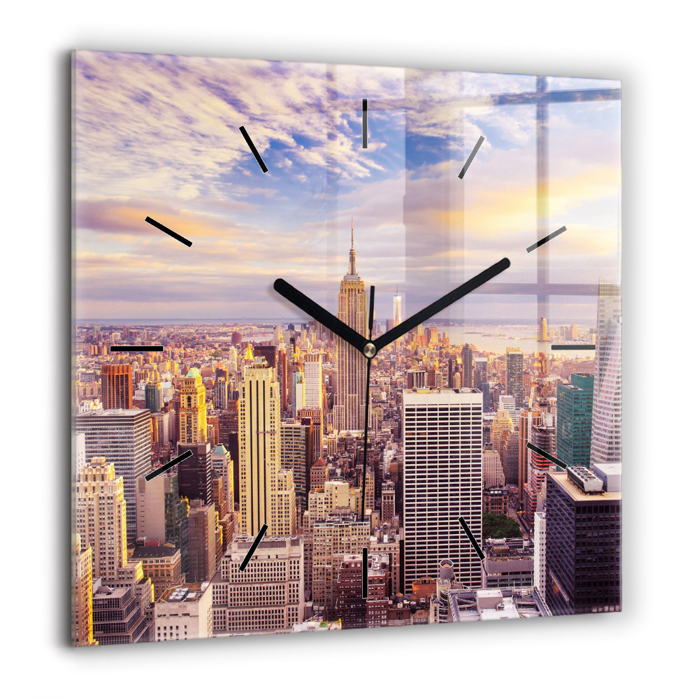 Négyzet alakú üvegóra 60x60 Naplemente New York