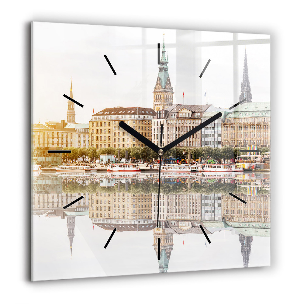 Szögletes üvegóra 60x60 Hamburg folyó Németországban