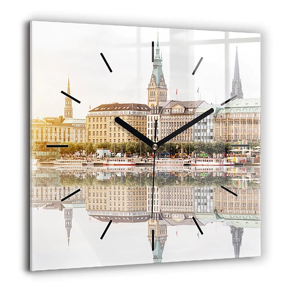 Szögletes üvegóra 60x60 Hamburg folyó Németországban