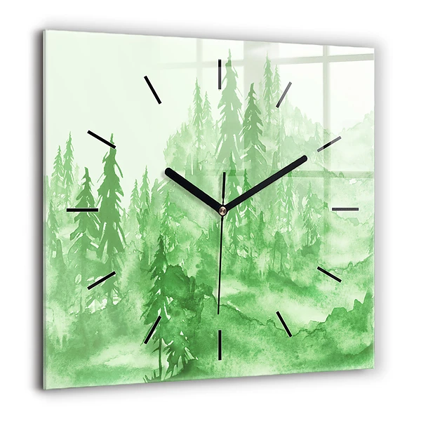 Szögletes üvegóra 60x60 Festmény egy zöld erdőről