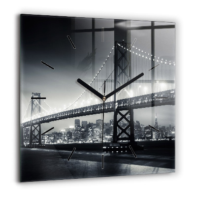 Szögletes üvegóra 60x60 Híd éjszaka San Francisco