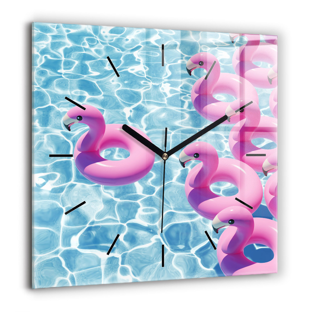 Szögletes fali üvegóra 60x60 Felfújható flamingók