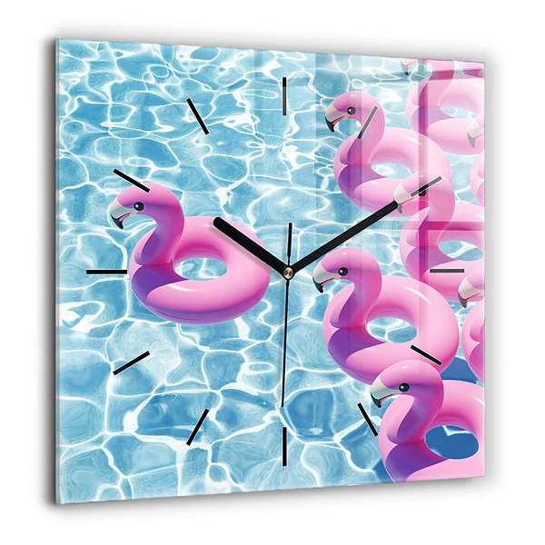 Szögletes fali üvegóra 60x60 Felfújható flamingók
