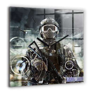 Szögletes üvegóra 60x60 Katona fegyverrel