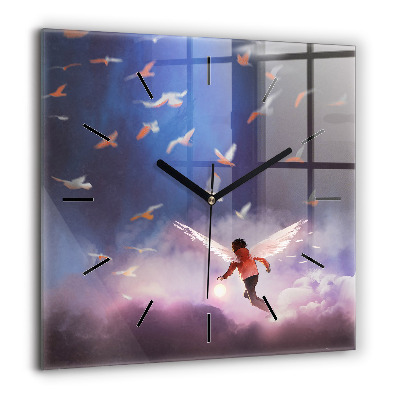 Négyzet alakú üvegóra 60x60 Fiú szárnyakkal