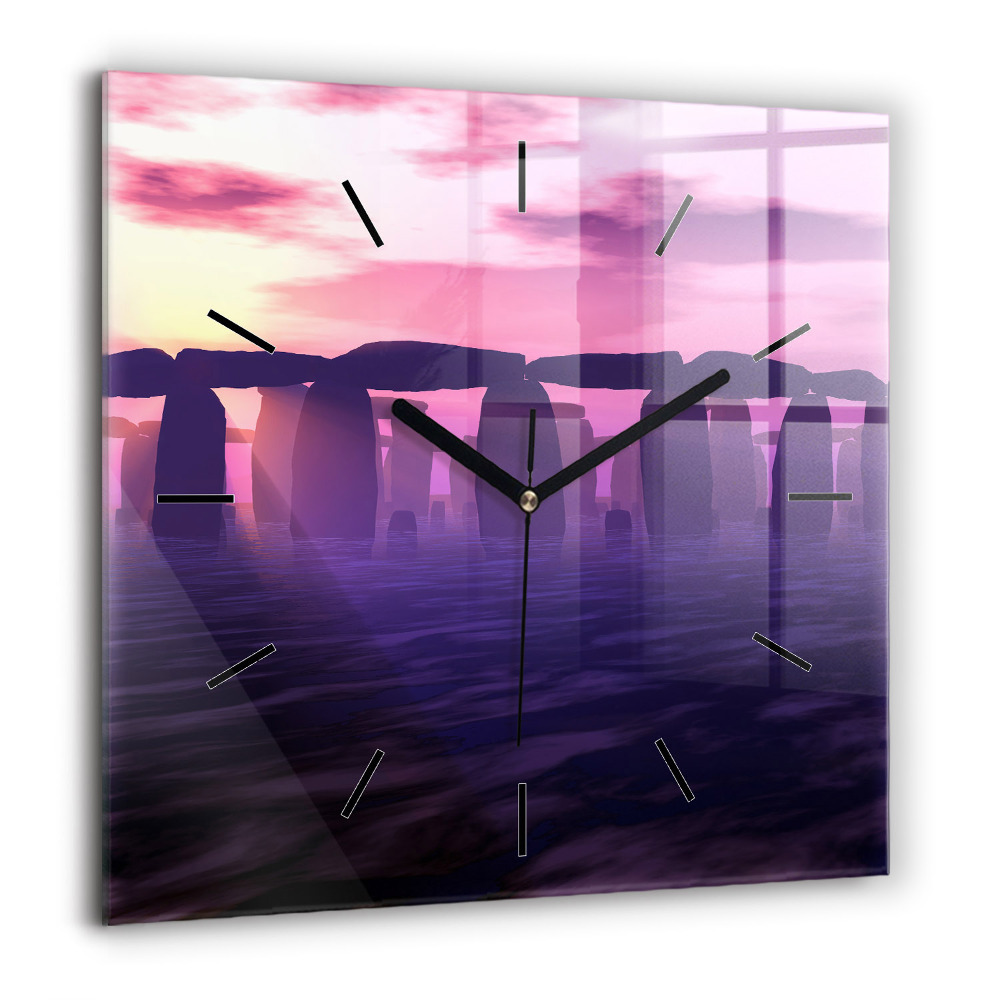 Négyzetes üvegóra 60x60 Naplemente a Stonehenge-nél