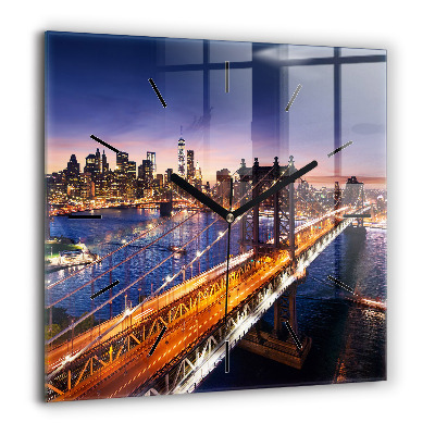 Négyzetes üvegóra 60x60 New York és a naplemente