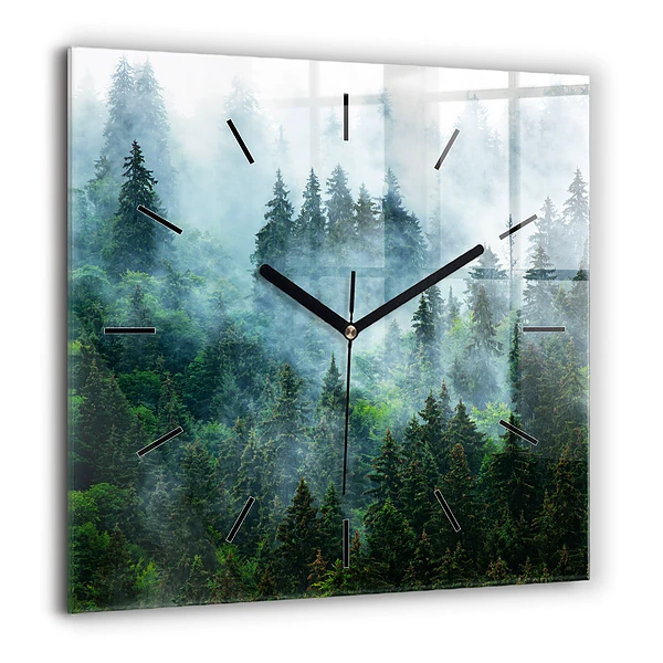 Szögletes üvegóra 60x60 Ködös erdő