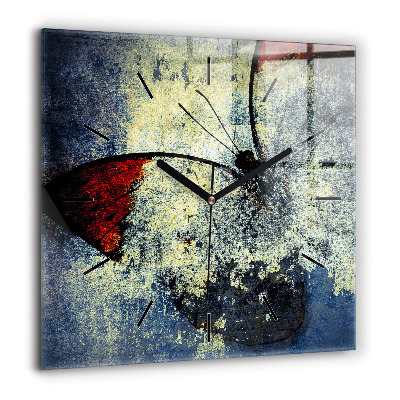 Négyzet alakú üvegóra 60x60 Pillangó vintage stílusban