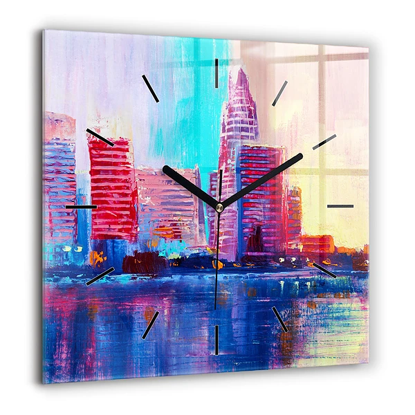 Szögletes üvegóra 60x60 Felhőkarcolók absztraktja