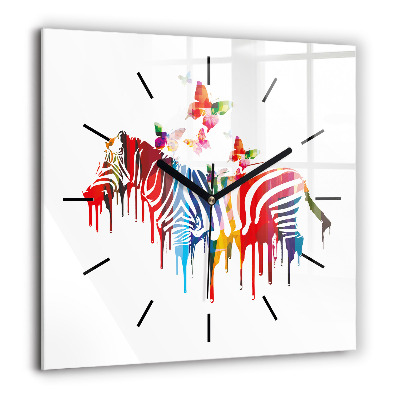 Szögletes fali üvegóra 60x60 Színes zebra