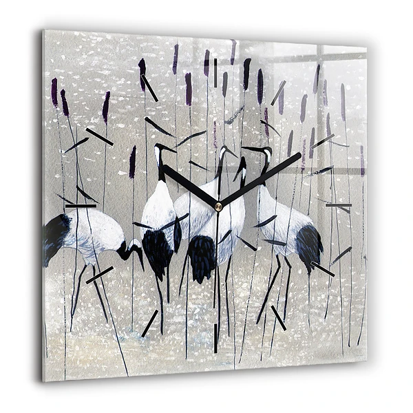 Szögletes üvegóra 60x60 Daruk a nádasban