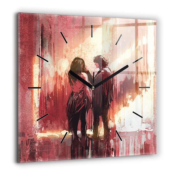 Szögletes fali üvegóra 60x60 Fiatal szerelmes pár
