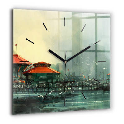 Szögletes fali üvegóra 60x60 Halászfalu