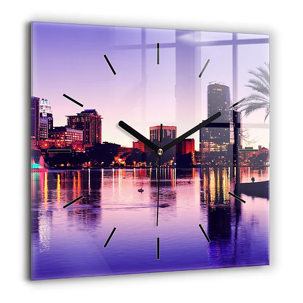 Négyzetes üvegóra 60x60 Orlando város látképe