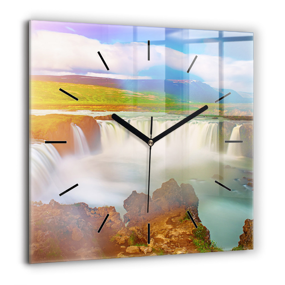 Szögletes üvegóra 60x60 Godafoss Izlandon