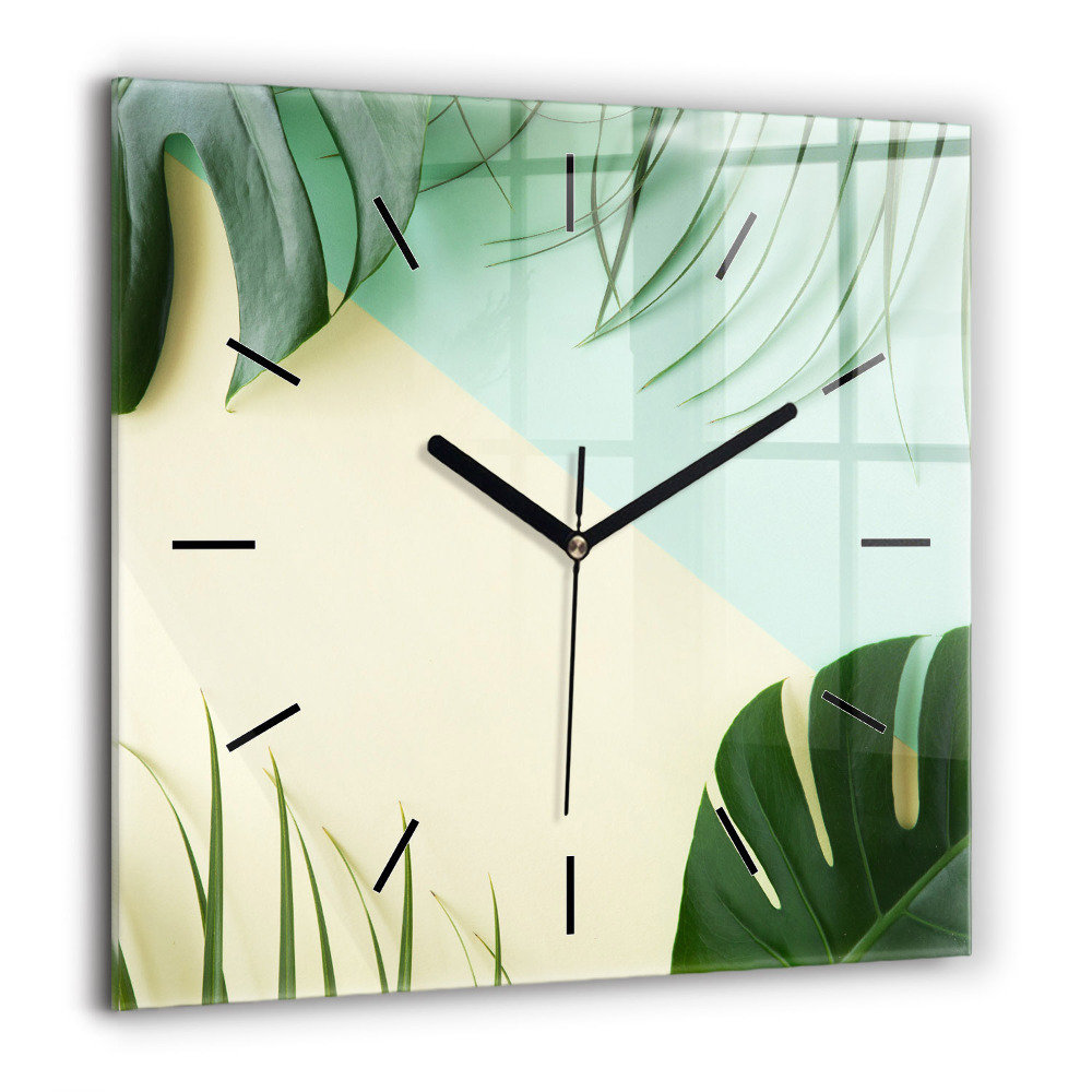 Szögletes fali üvegóra 60x60 Monstera levelek
