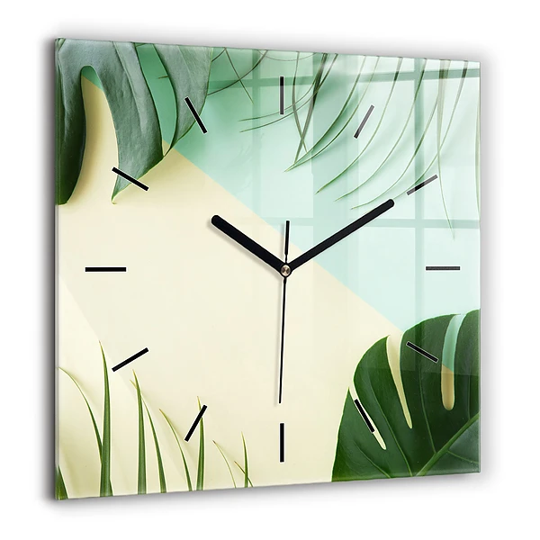 Szögletes fali üvegóra 60x60 Monstera levelek