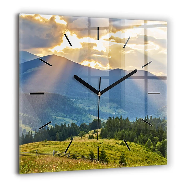 Négyzetes üvegóra 60x60 Tájkép erdőkkel