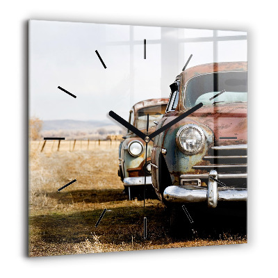 Szögletes fali üvegóra 60x60 Régi autók