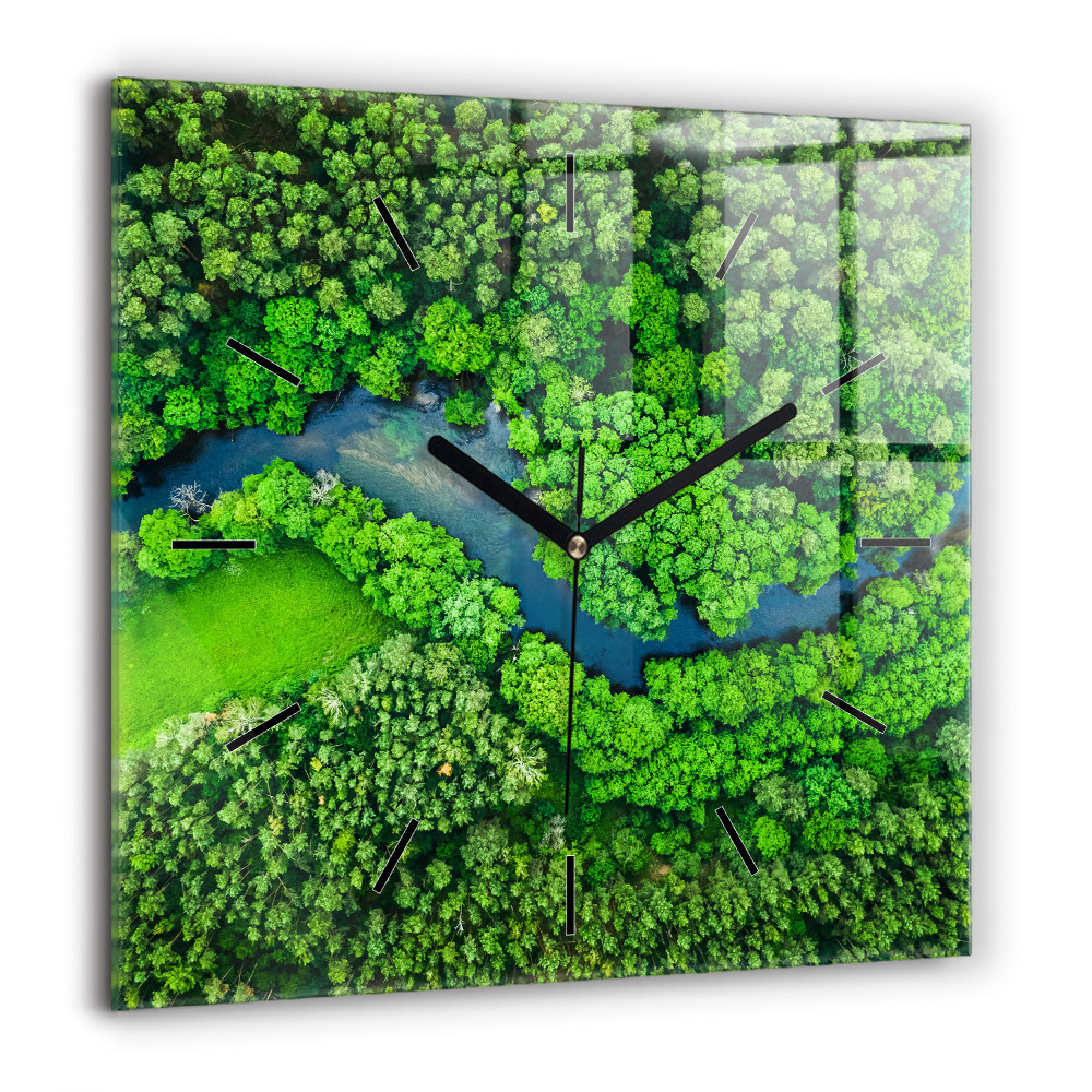 Négyzet alakú üvegóra 60x60 Folyó az erdőben
