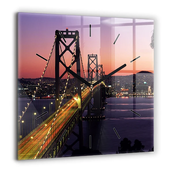 Négyzet alakú üvegóra 60x60 USA naplemente