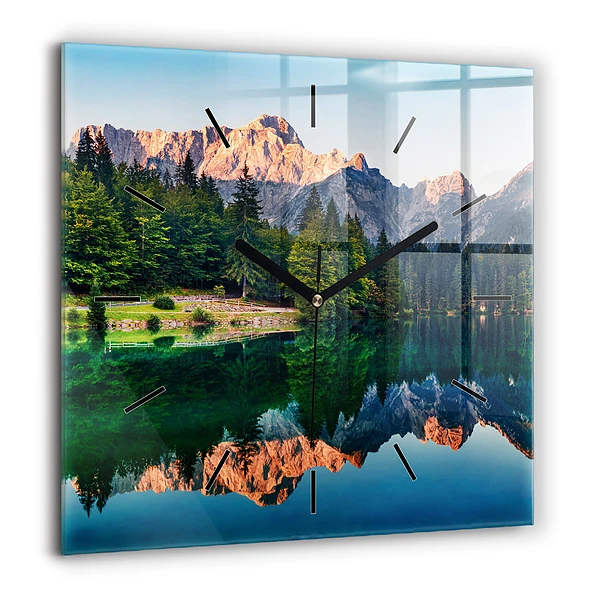 Négyzetes üvegóra 60x60 Tavas táj