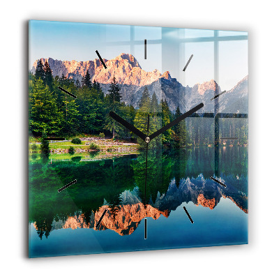 Négyzetes üvegóra 60x60 Tavas táj