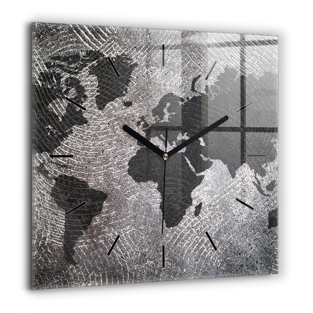 Szögletes üvegóra 60x60 Világtérkép beton