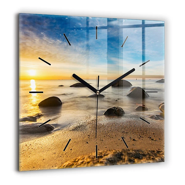 Szögletes üvegóra 60x60 Napfelkelte Balti-tenger