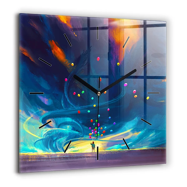 Szögletes üvegóra 60x60 Gyermek és léggömbök