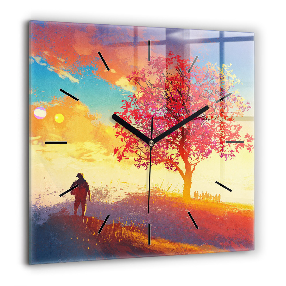 Szögletes fali üvegóra 60x60 Őszi táj