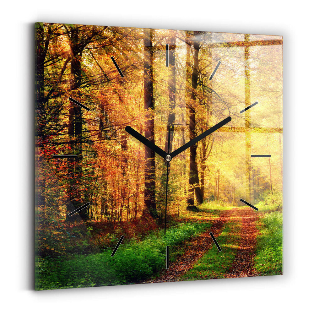 Szögletes üvegóra 60x60 Őszi erdei táj
