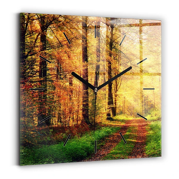 Szögletes üvegóra 60x60 Őszi erdei táj