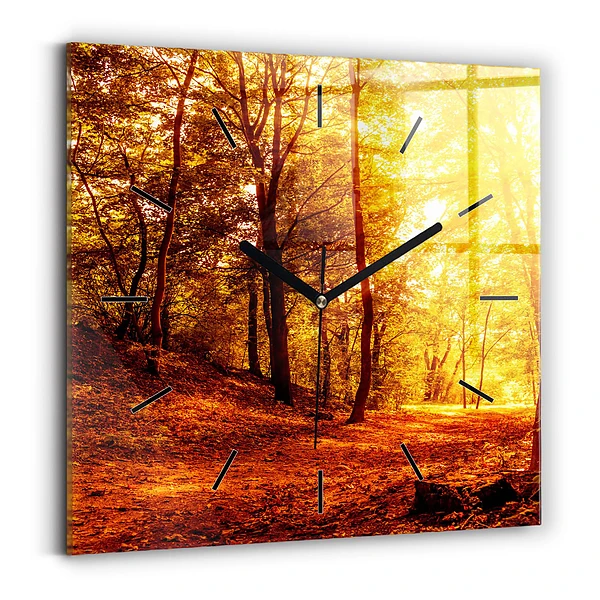 Szögletes fali üvegóra 60x60 Erdei táj a napsütésben