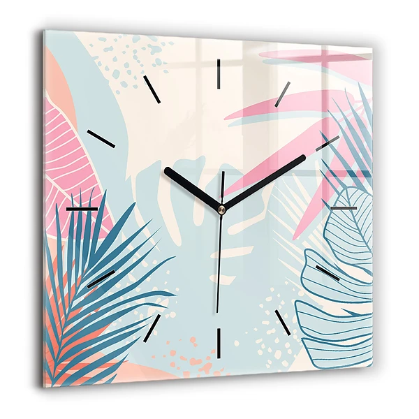 Szögletes fali üvegóra 60x60 Pasztell levelek - trópusok