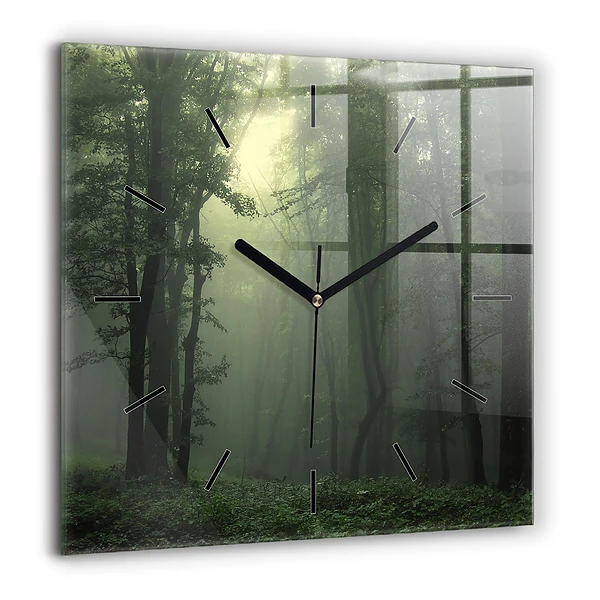 Szögletes fali üvegóra 60x60 Ködös erdő reggel