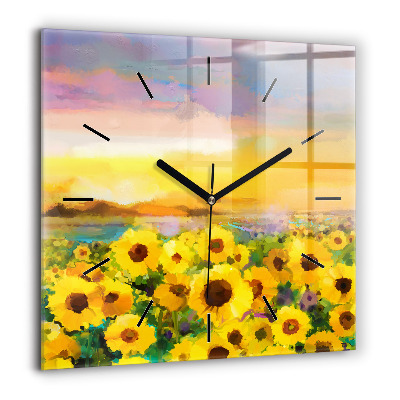 Négyzet alakú üvegóra 60x60 Napraforgómező