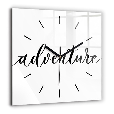 Négyzet alakú üvegóra 60x60 Kalandos felirat