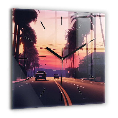 Szögletes fali üvegóra 60x60 Naplemente LA-ben