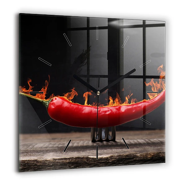 Négyzetes üvegóra 60x60 Pepperoni paprika