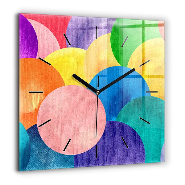 Szögletes üvegóra 60x60 Absztrakt körök